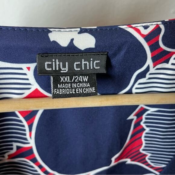 City Chic Abstract Floral Zip Front Dress Tunic Rivera XXL - Picture 4 of 7